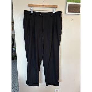 Roundtree & Yorke ~Men's Size 38×29~ Black Flat Front Pants Slacks good conditio